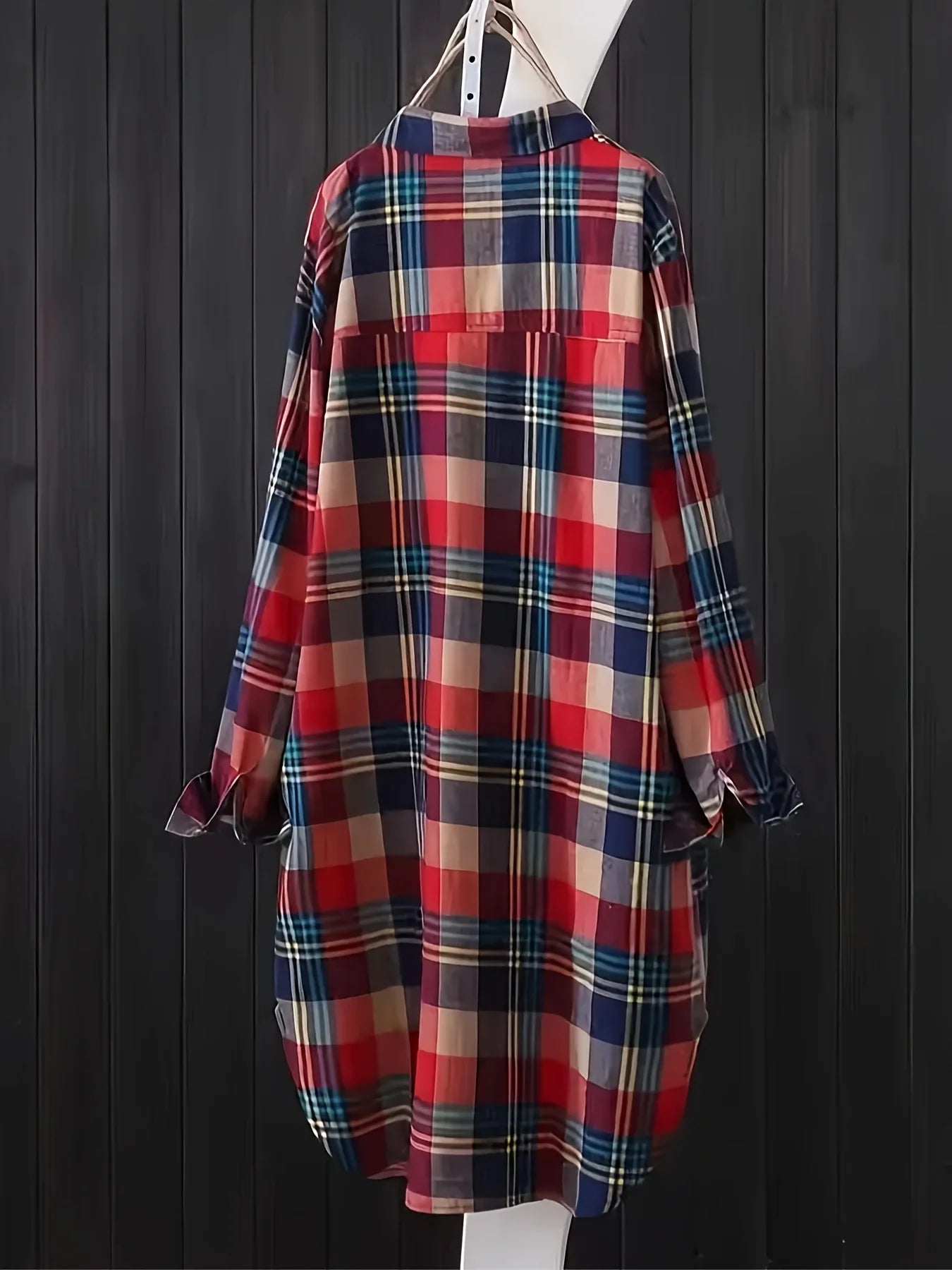 Aurora Plaid Starlight Plus Sized Long  Shirt