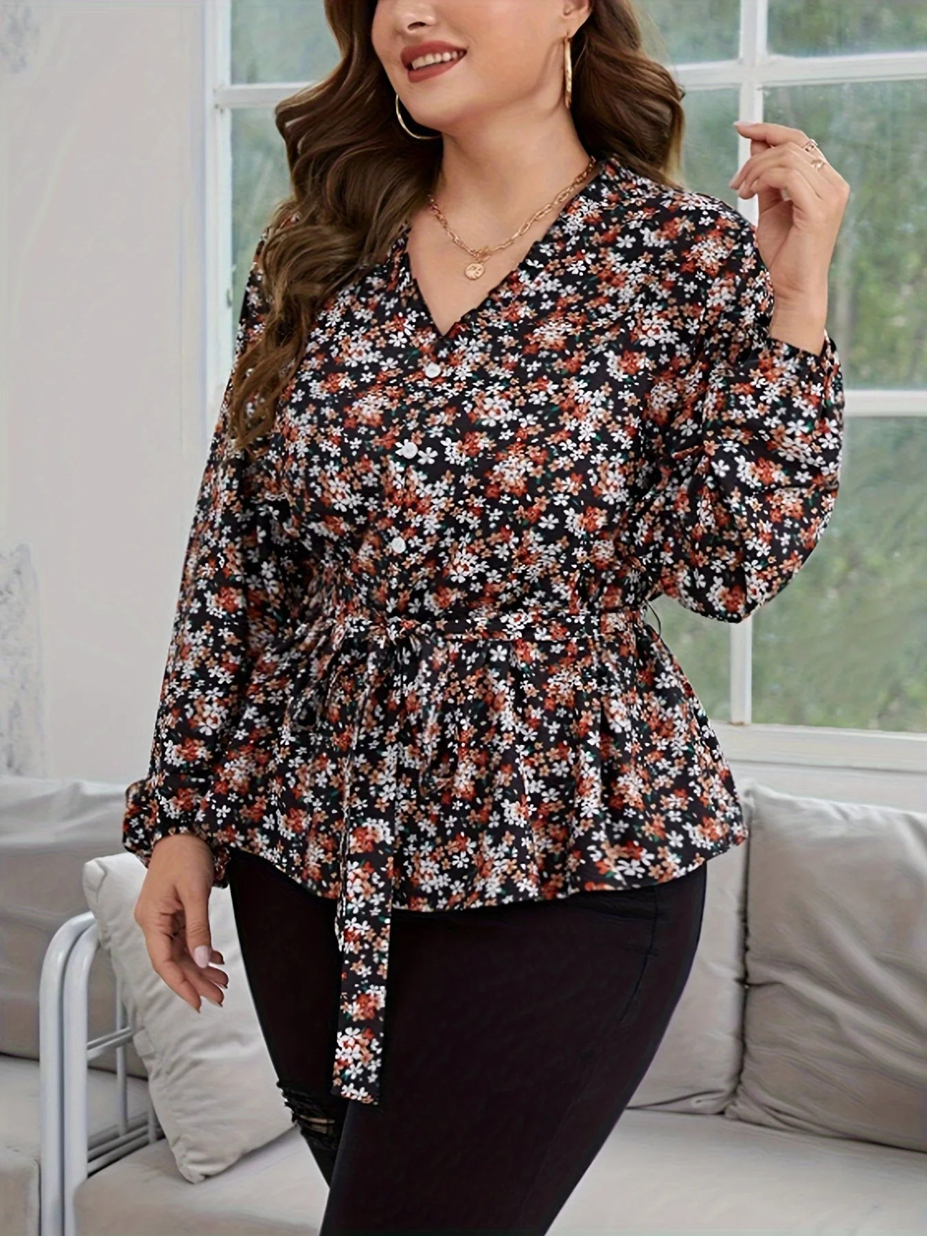 Starlight Meadow Peplum Plus Size Blouse