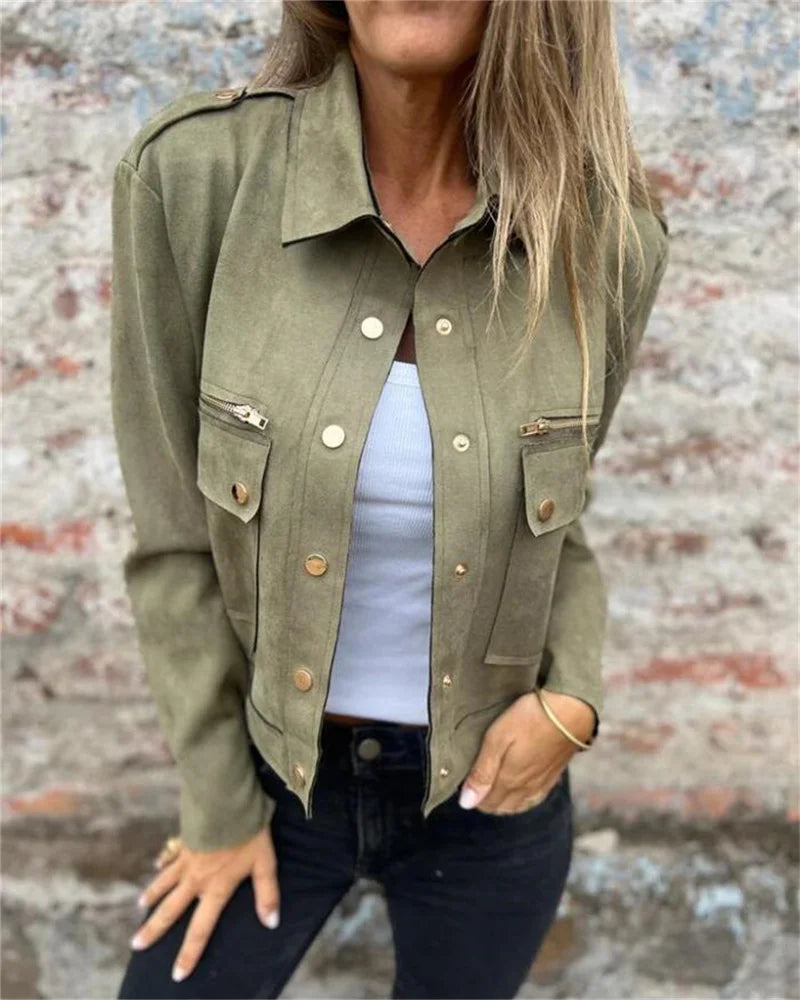 Galactic Utility Plus Size Velvet  Jacket