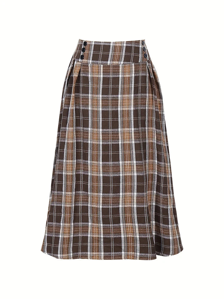 Nebula Plaid Plus Size A-Line Skirt