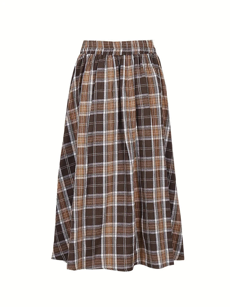 Nebula Plaid Plus Size A-Line Skirt
