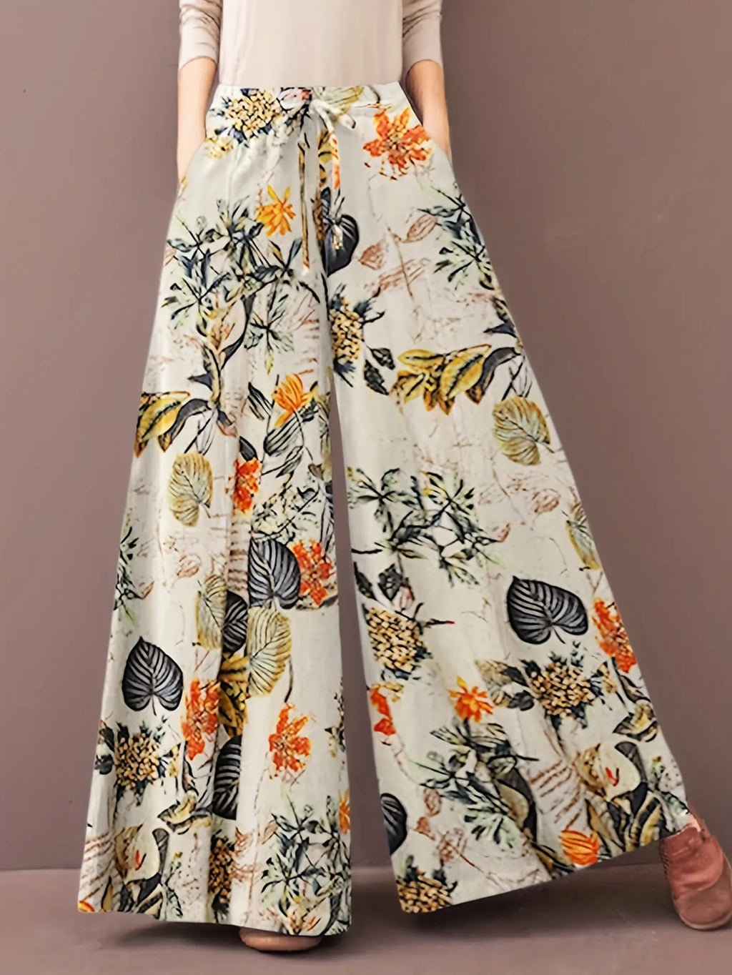 Nebula Petals Plus Size Floral Print Palazzo Pants