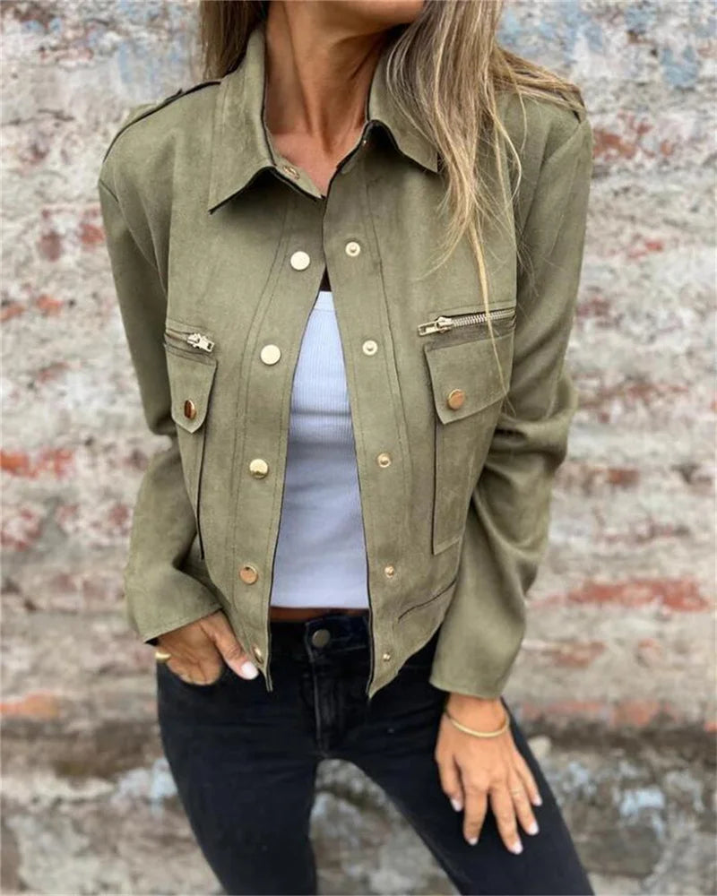 Galactic Utility Plus Size Velvet  Jacket