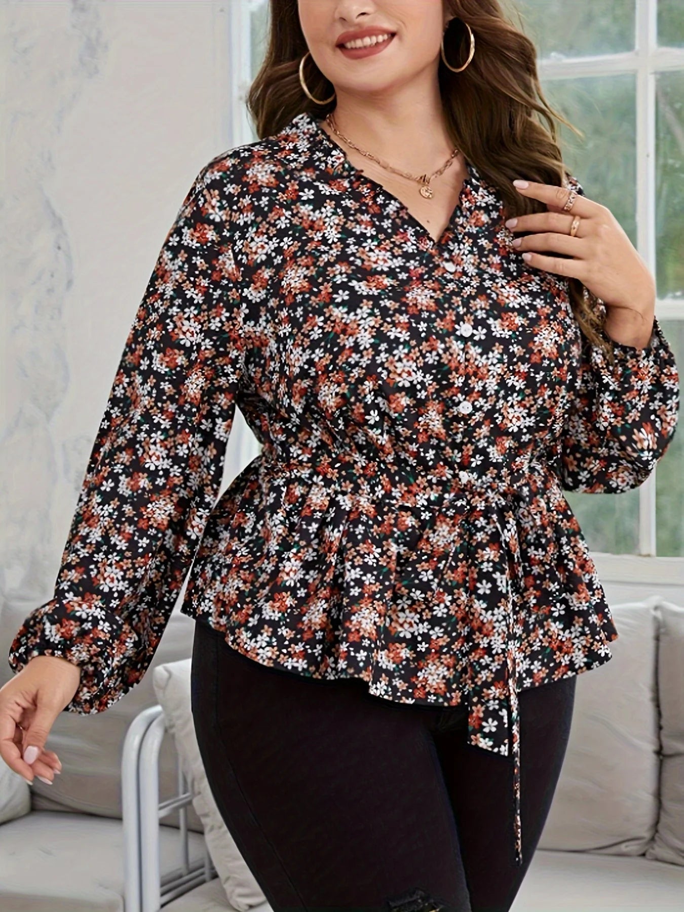 Starlight Meadow Peplum Plus Size Blouse