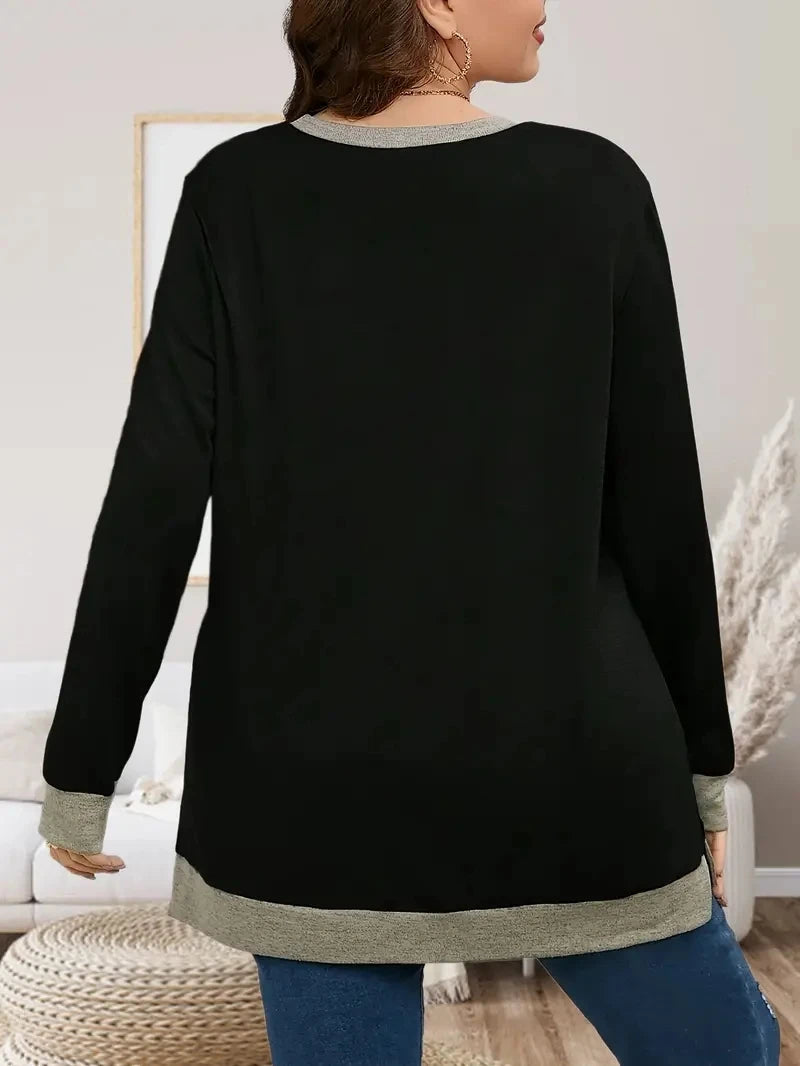 Lunar Layered  Long Sleeve Round Neck Sweatshirt Top