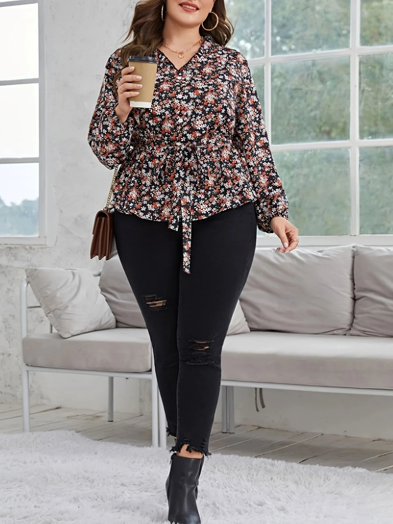 Starlight Meadow Peplum Plus Size Blouse