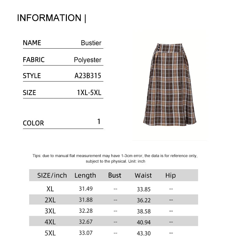 Nebula Plaid Plus Size A-Line Skirt