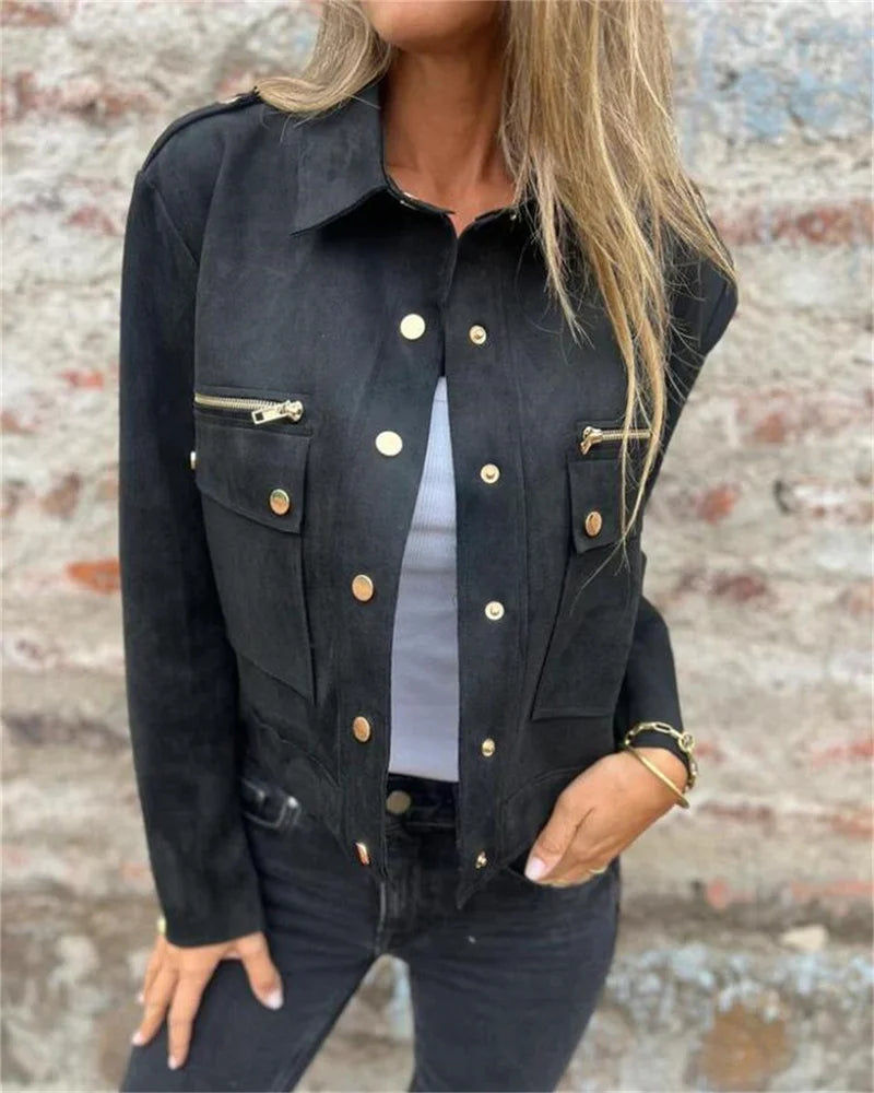 Galactic Utility Plus Size Velvet  Jacket