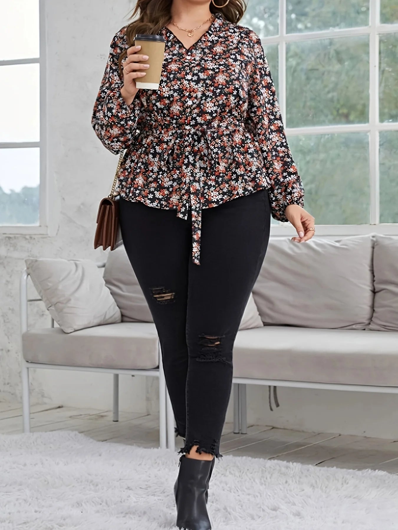 Starlight Meadow Peplum Plus Size Blouse