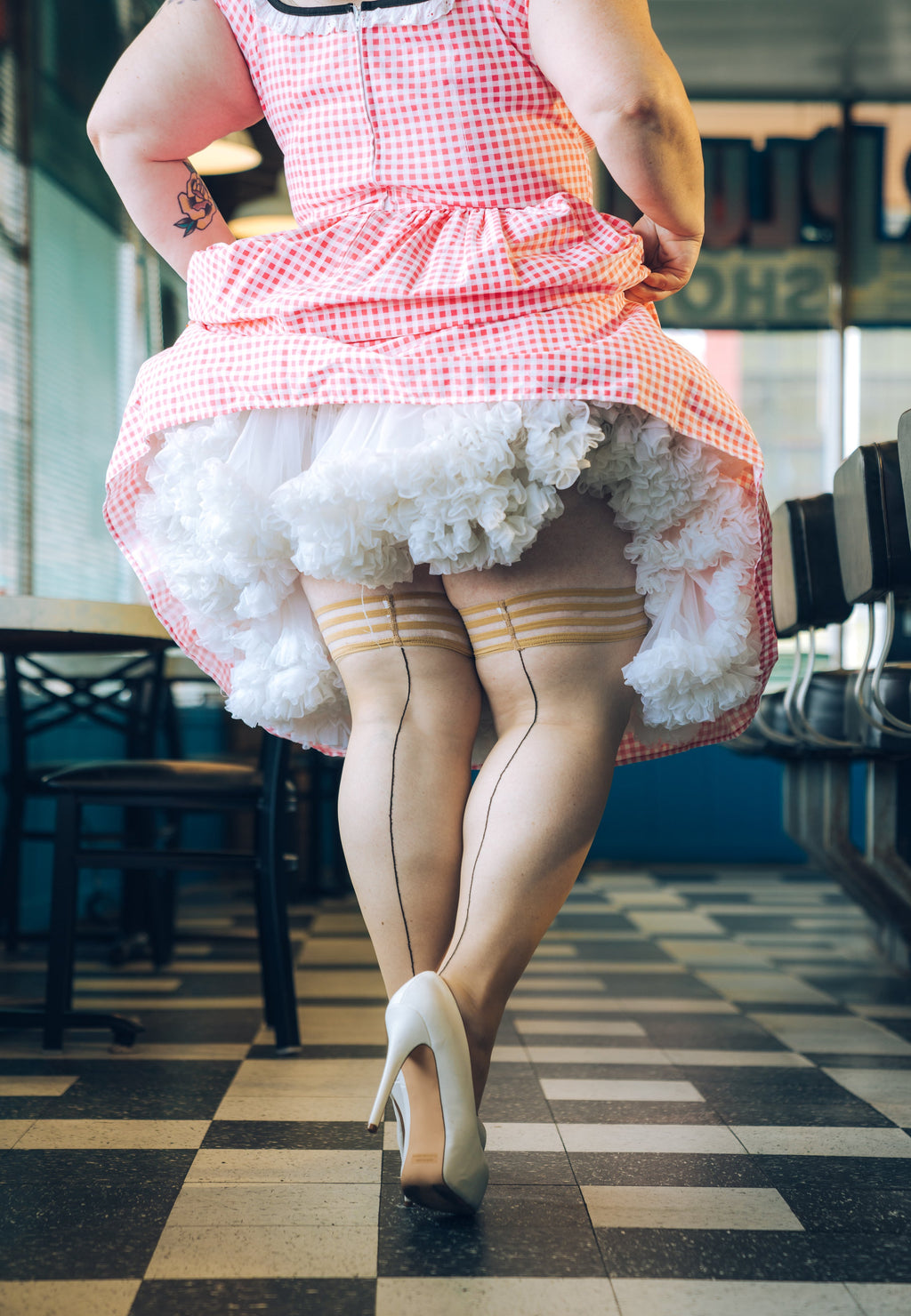 Kix'ies - Ruby: Perfectly Seamed with a Cuban Heel Thigh Highs. Petite to Plus Size