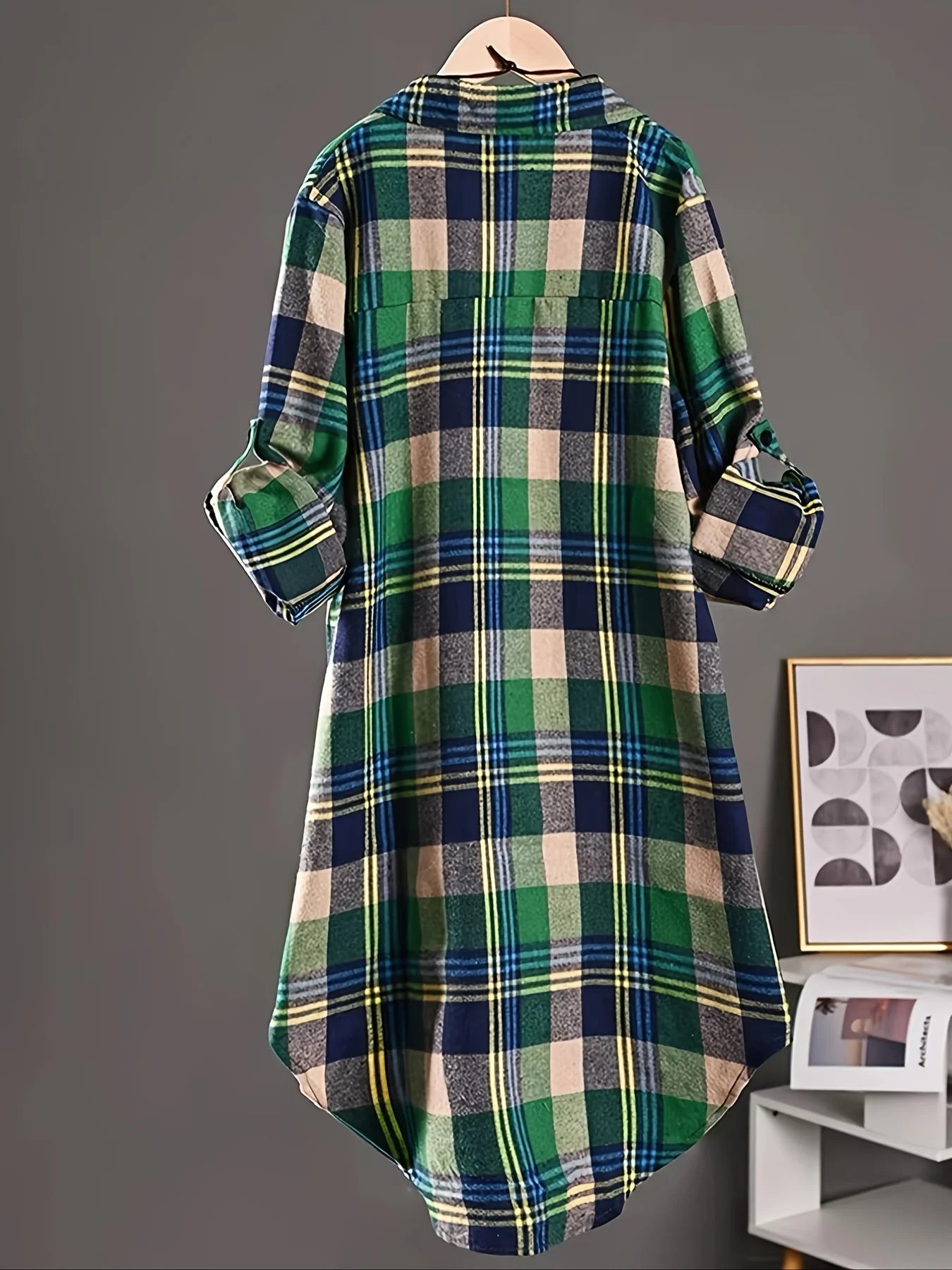 Aurora Plaid Starlight Plus Sized Long  Shirt