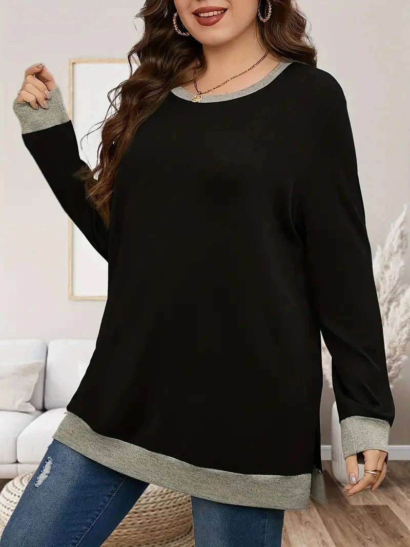 Lunar Layered  Long Sleeve Round Neck Sweatshirt Top