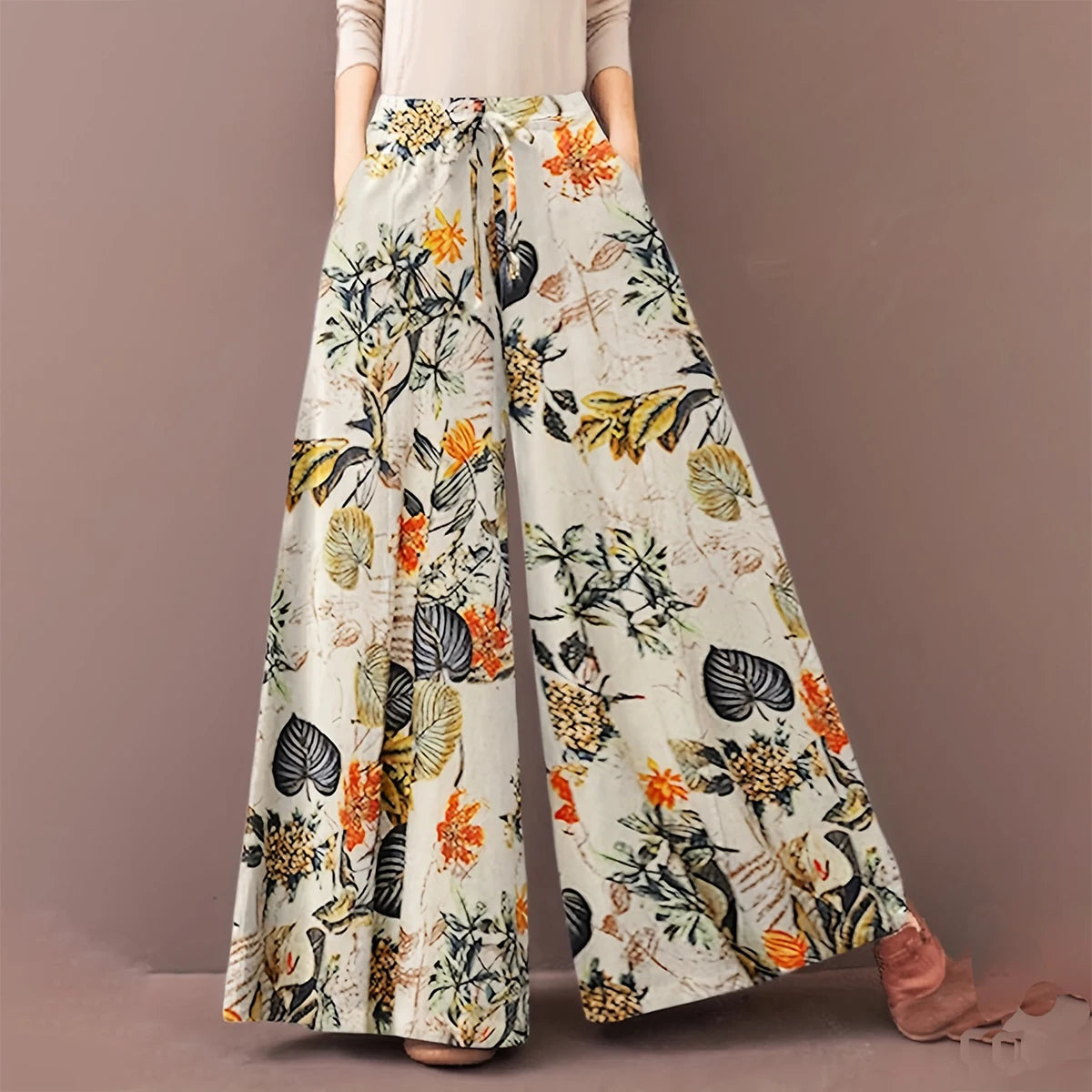 Nebula Petals Plus Size Floral Print Palazzo Pants