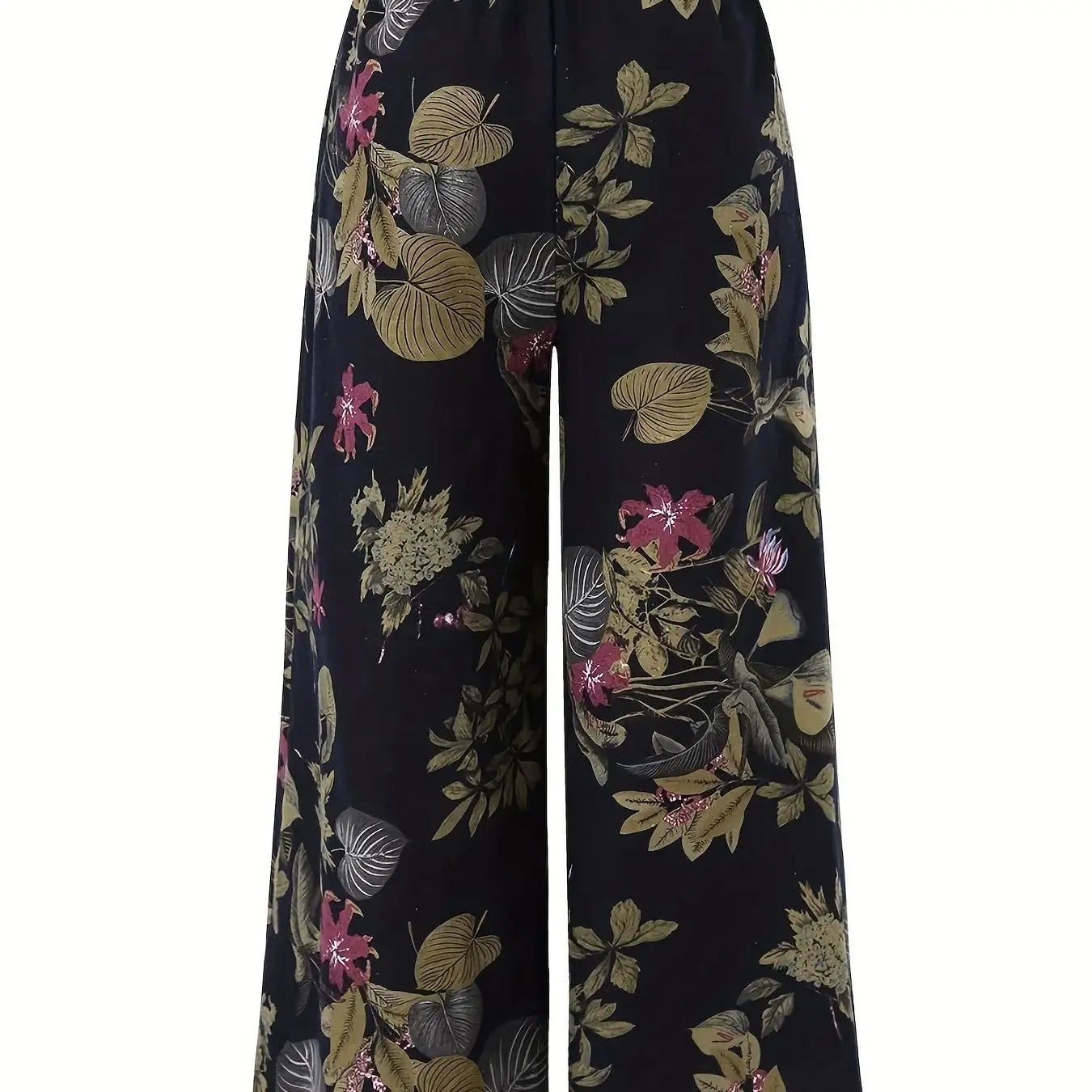 Nebula Petals Plus Size Floral Print Palazzo Pants