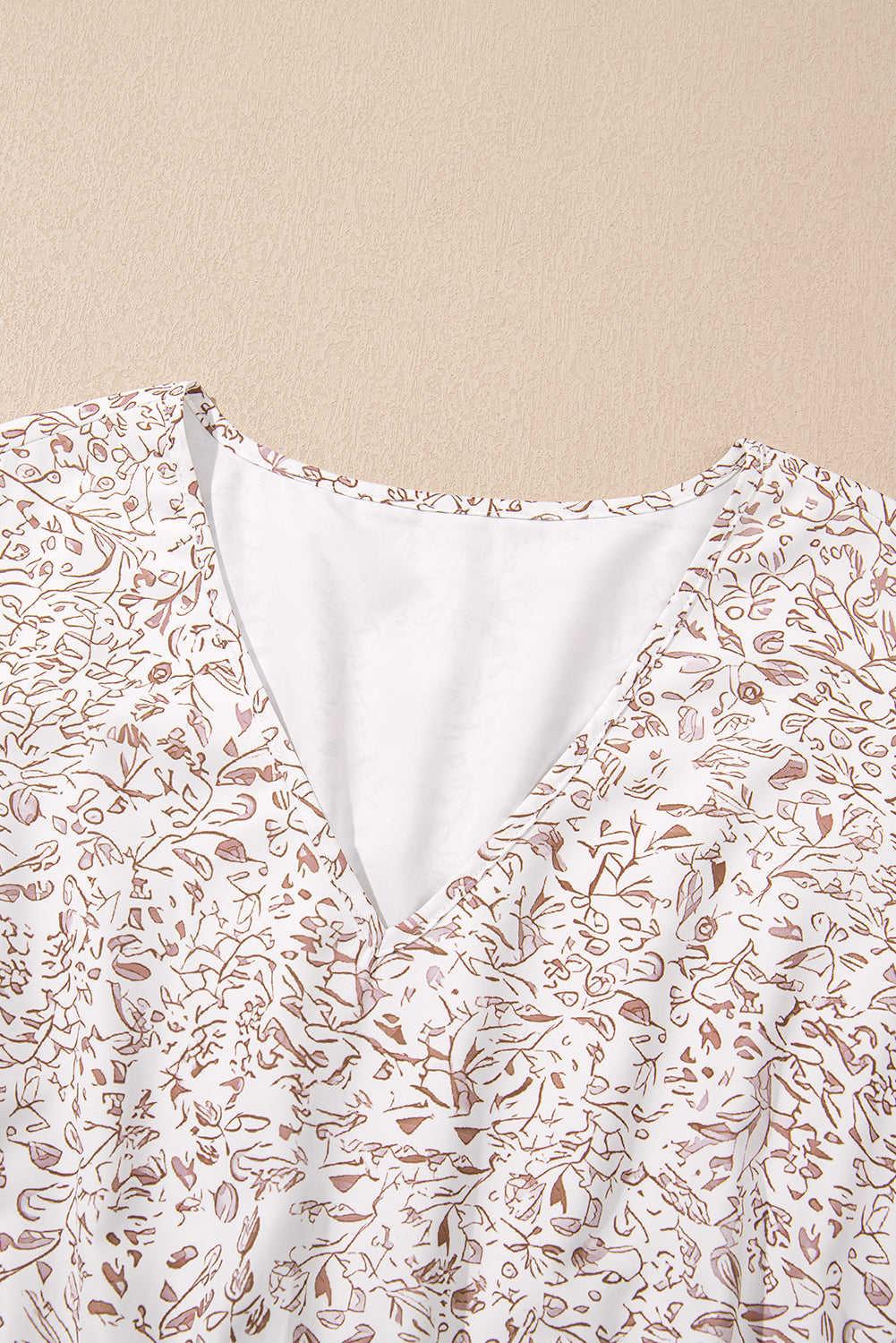Starlit Bloom Light Cream V Neck Ruffled Short Sleeve Plus Size Dress