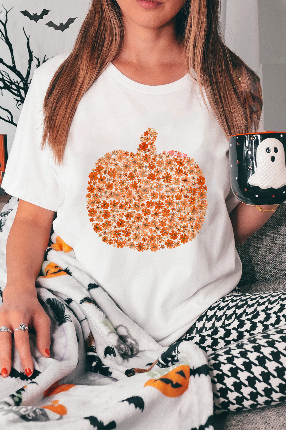 Autumn Whimsy Pumpkin White  Graphic Tee