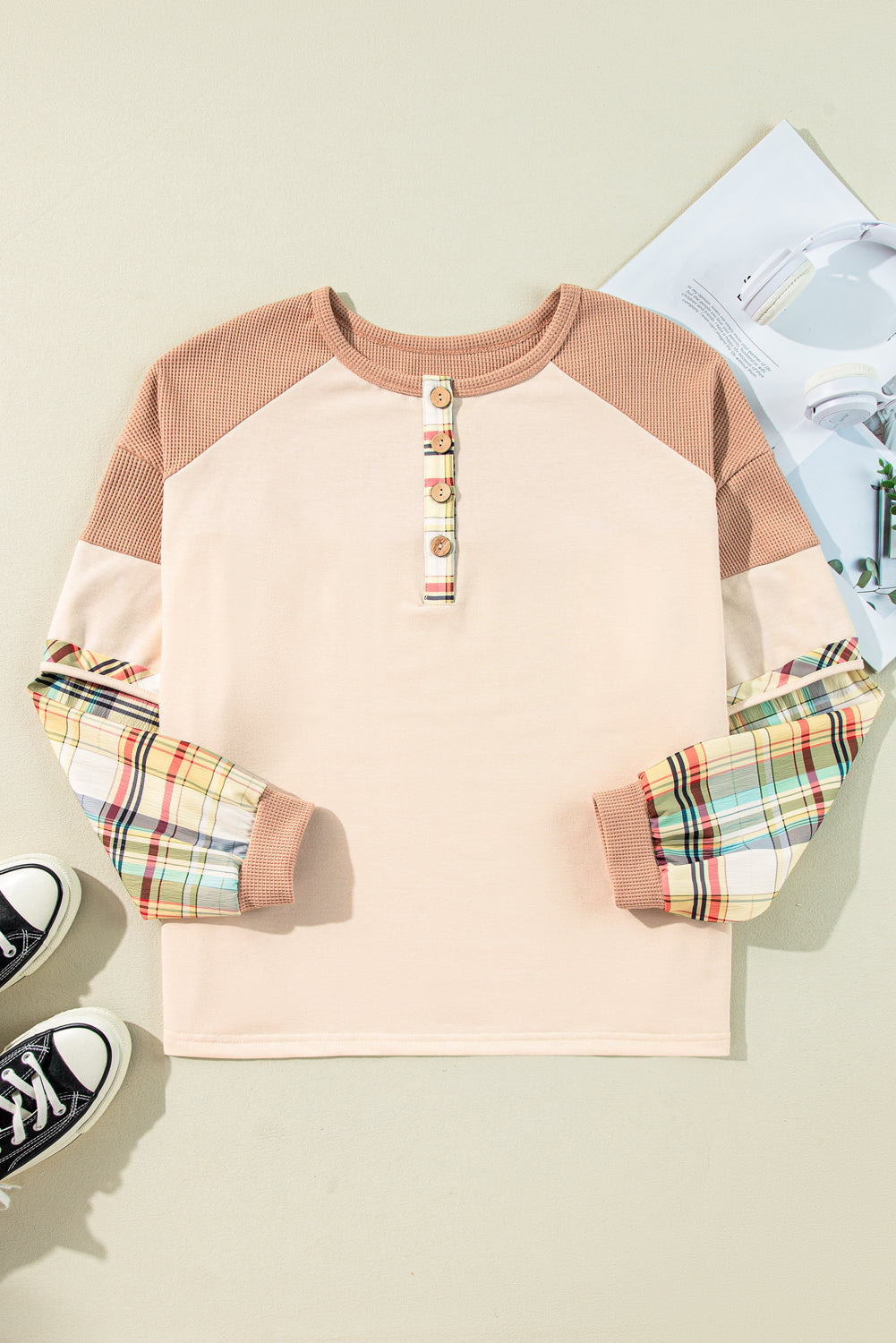 Starlight Patchwork Henley Plus Size  Henley Top