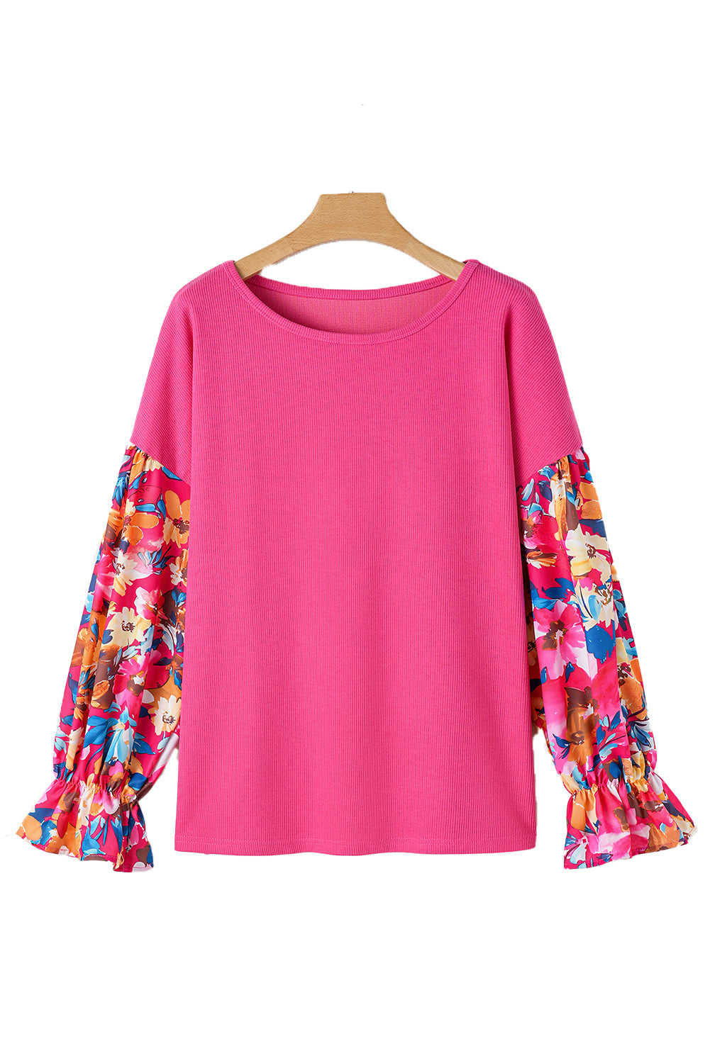 Floral Stardust Flounce Sleeve Pink Top
