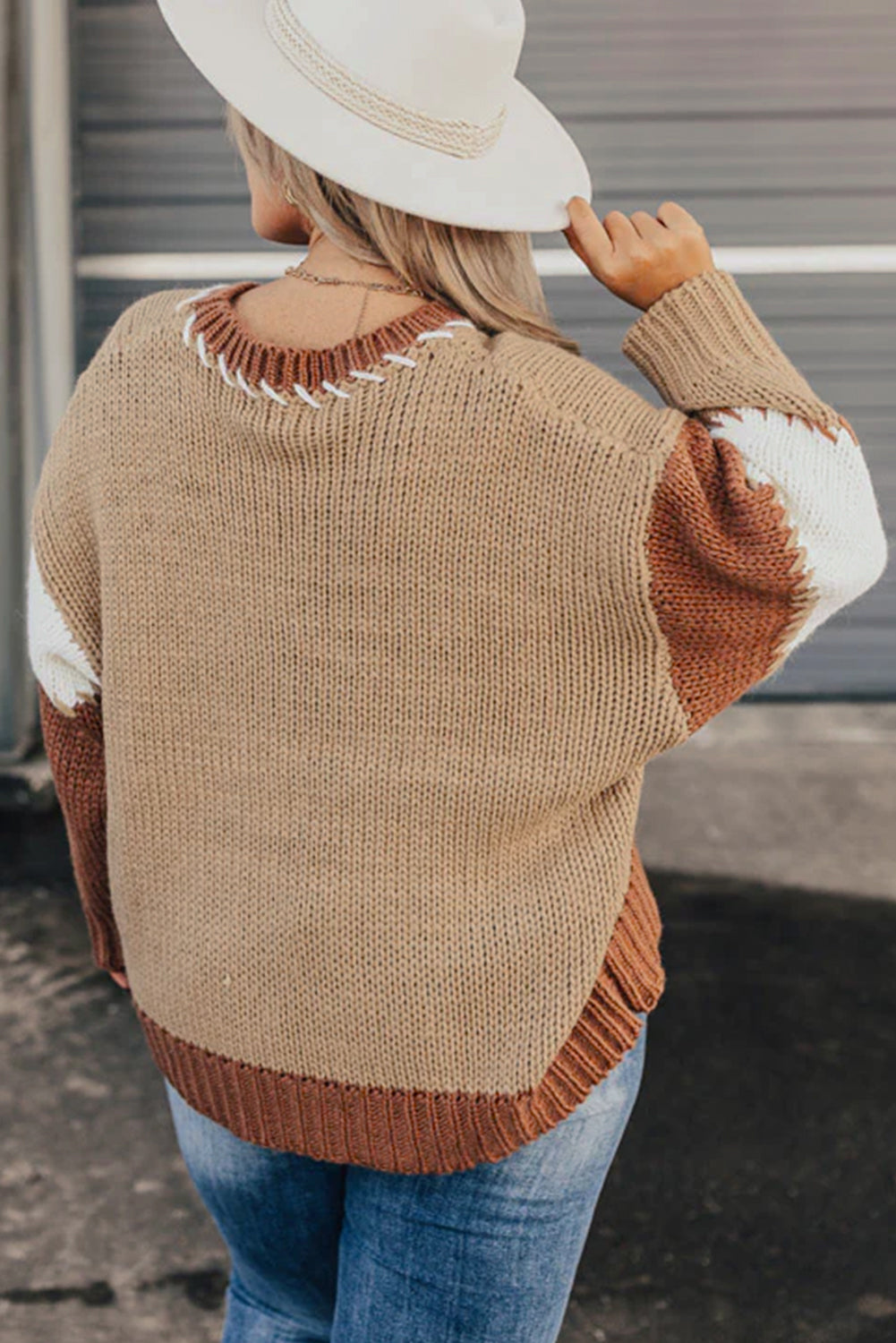 Jupiter Haze Colorblock Plus Size Knit Sweater