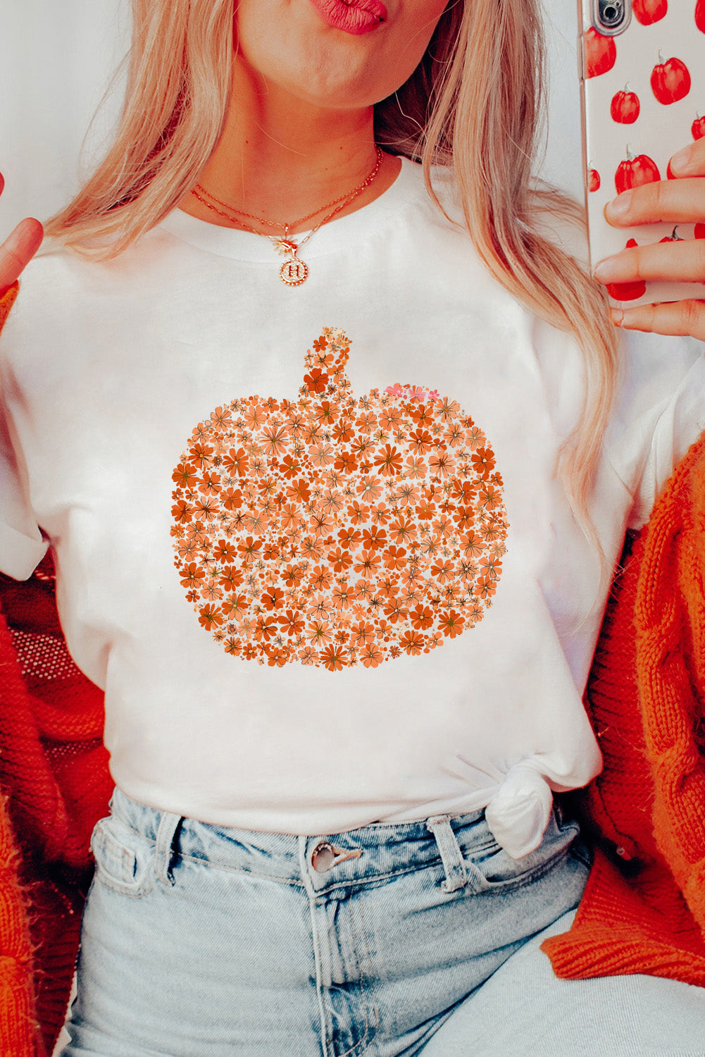 Autumn Whimsy Pumpkin White  Graphic Tee