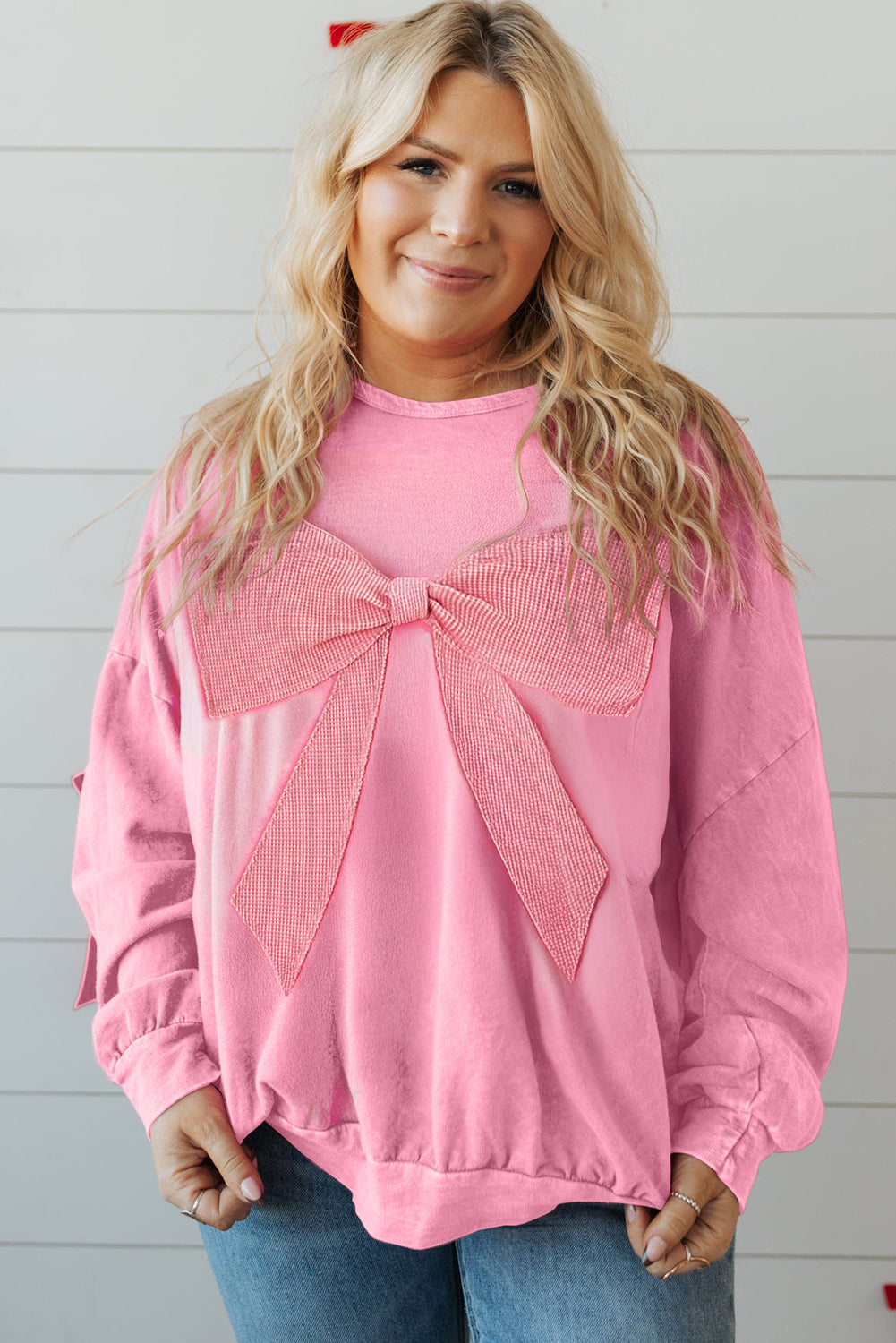 Stardust Serenity Bowknot Mineral Wash Plus Size Top